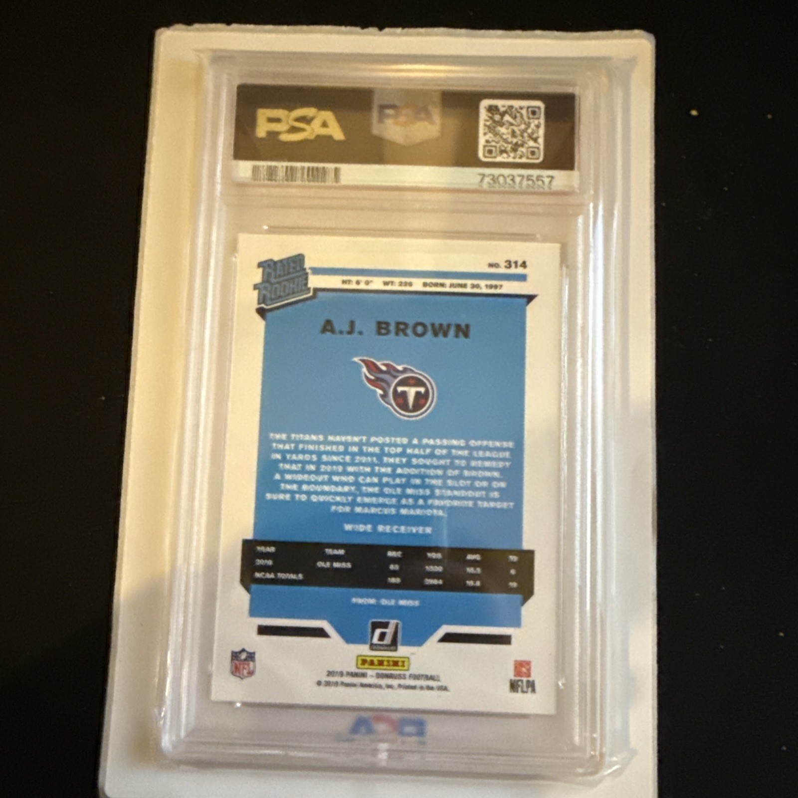 2019 Panini Donruss Football #314 AJ BROWN Rated Rookie RC PSA 10 Titans Eagles