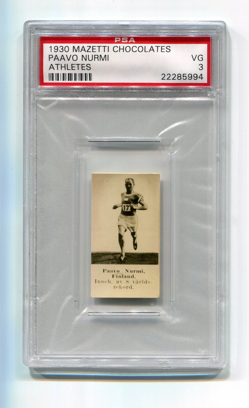 1930 Mazetti Athletes Black Tint Paavo Nurmi PSA 3 Running HOF Olympics Finland