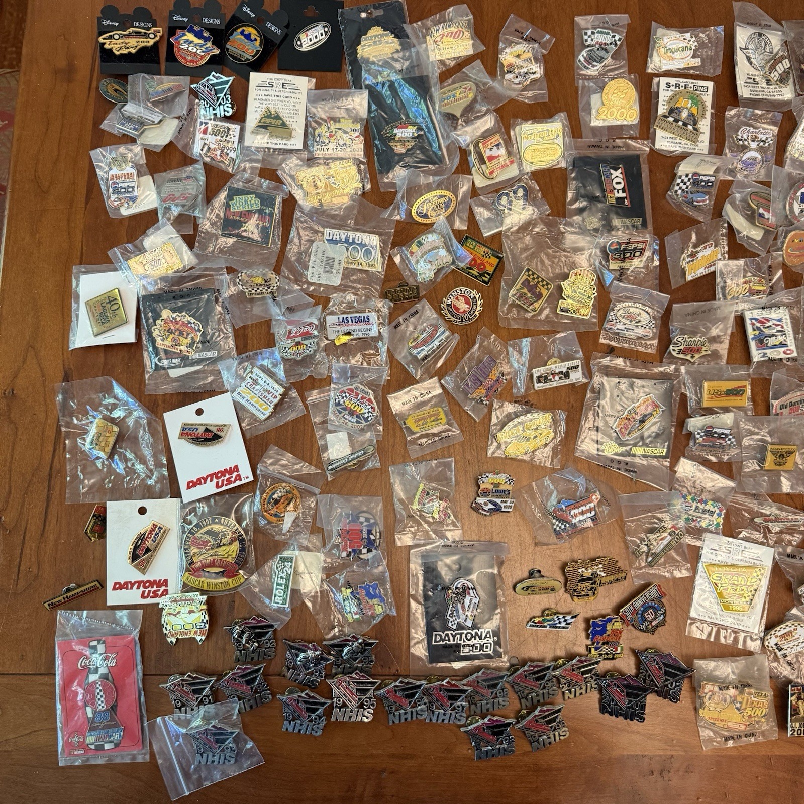 Lot of 200+ Vintage NASCAR Pins Daytona Indy Racing Race Car Bulk Lot Enamel