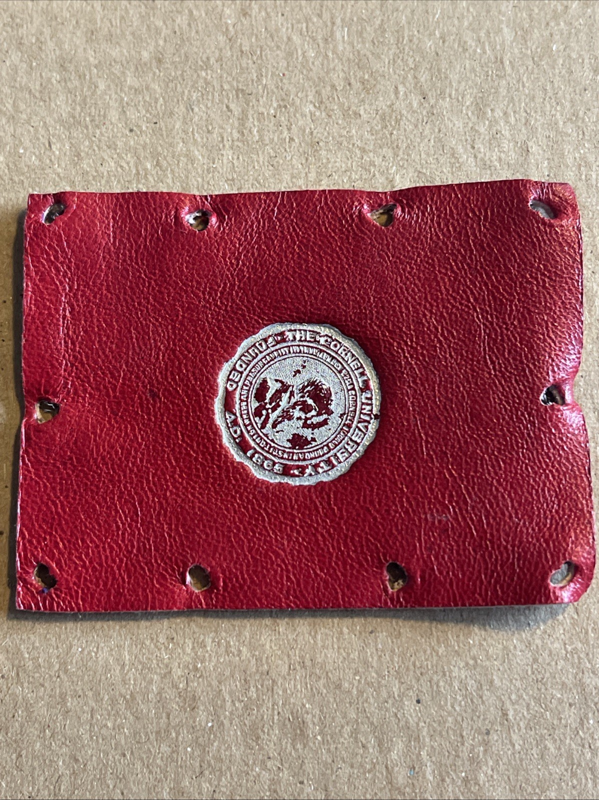 Vintage 1910s Cornell University Tobacco Leather Card Patch 2” X 2.5”