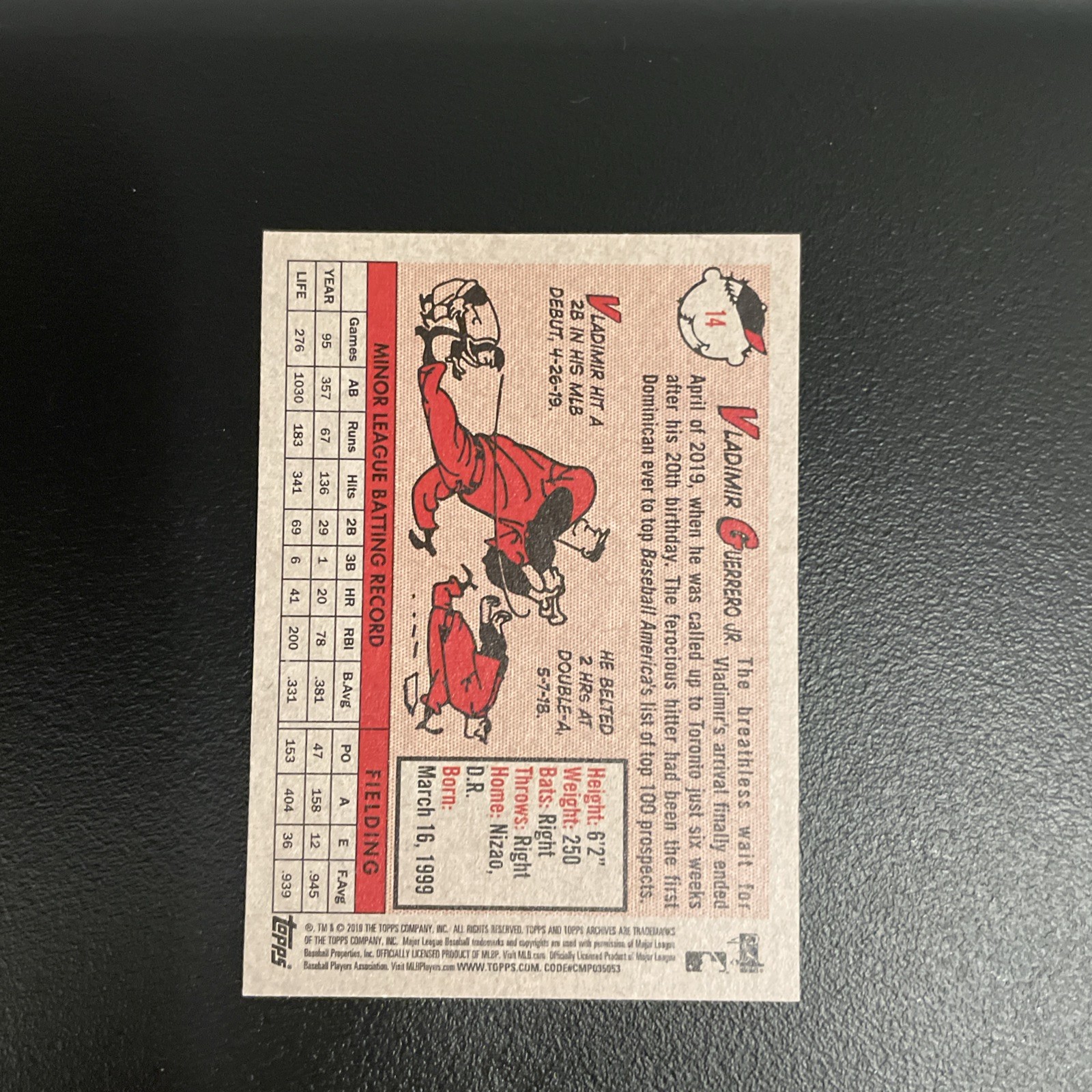 2019 Topps Archives – 1958 Design Vladimir Guerrero Jr. #14 Portrait (RC)