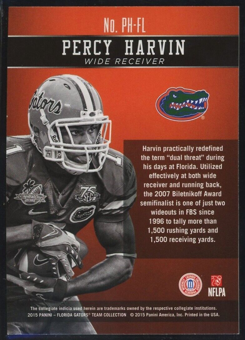 2015 Panini Collegiate Florida Percy Harvin Honors Insert Gators