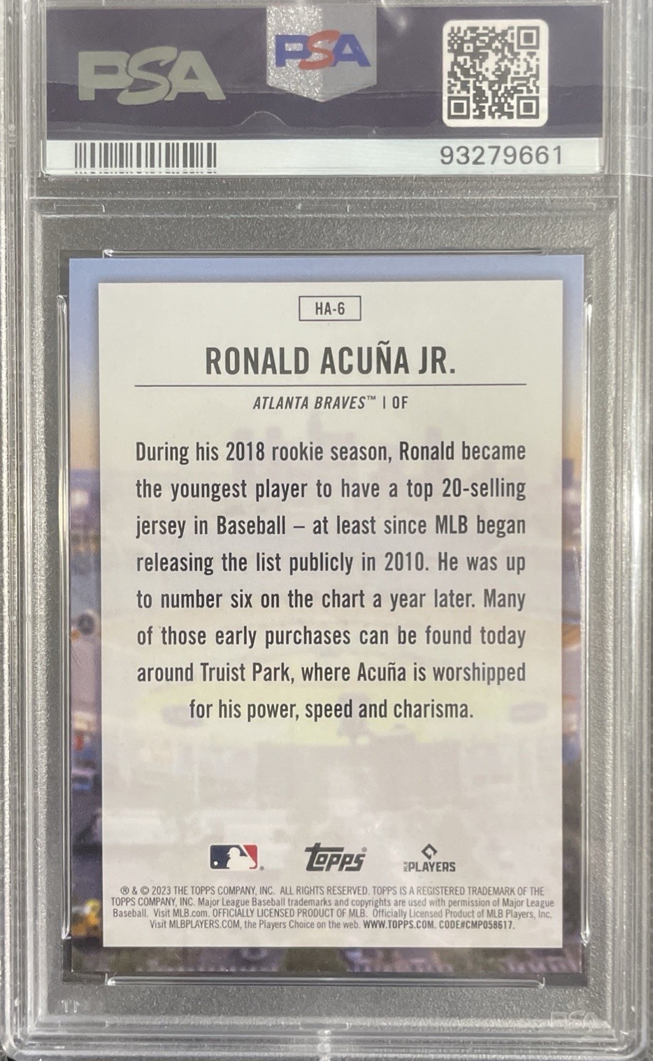 RONALD ACUNA Jr 2023 Topps Home Field Advantage PSA 9 #HA6 CASE HIT MVP Yr⚾️🏆