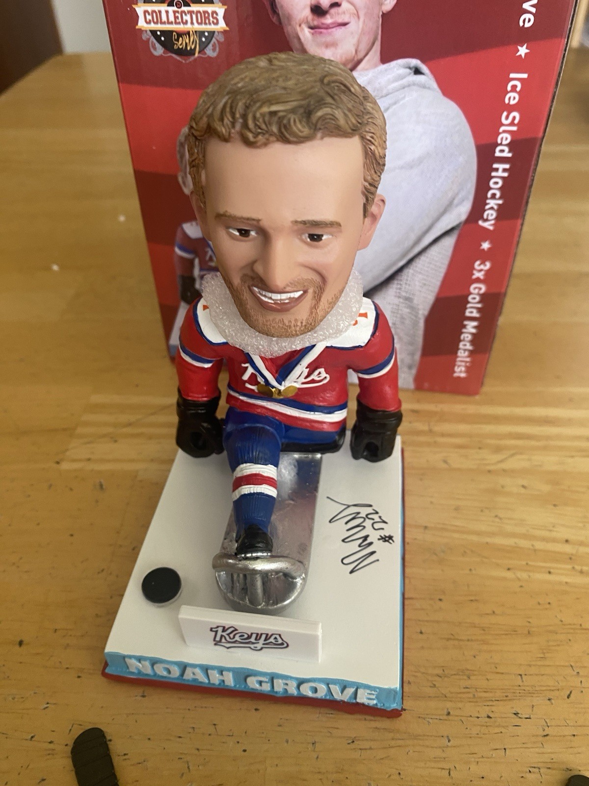 Frederick Keys Noah Grove SGA Bobblehead Ice sled Hockey gold – AUTOGRAPHED