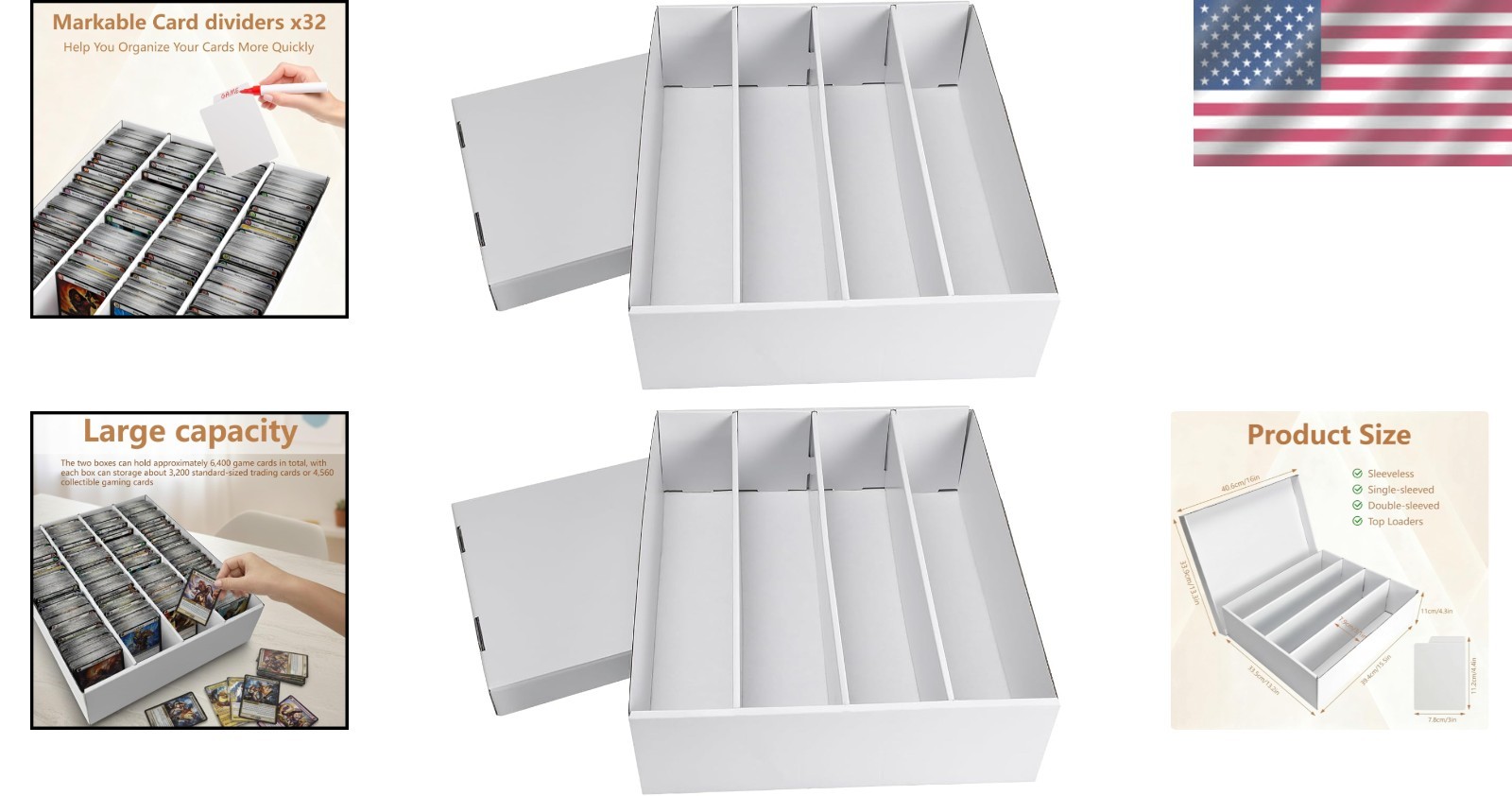 Collectible Card Storage Solution – 2-Pack Durable Folding Boxes for 3200 Cards