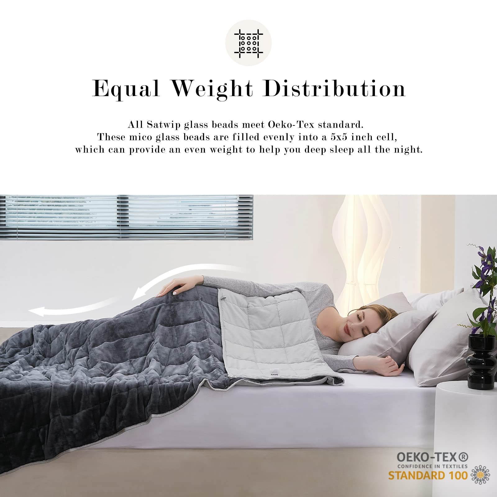 Satwip Grey Weighted Blanket 15 Pounds, Fuzzy Warm 48×72 inch 15 lbs,