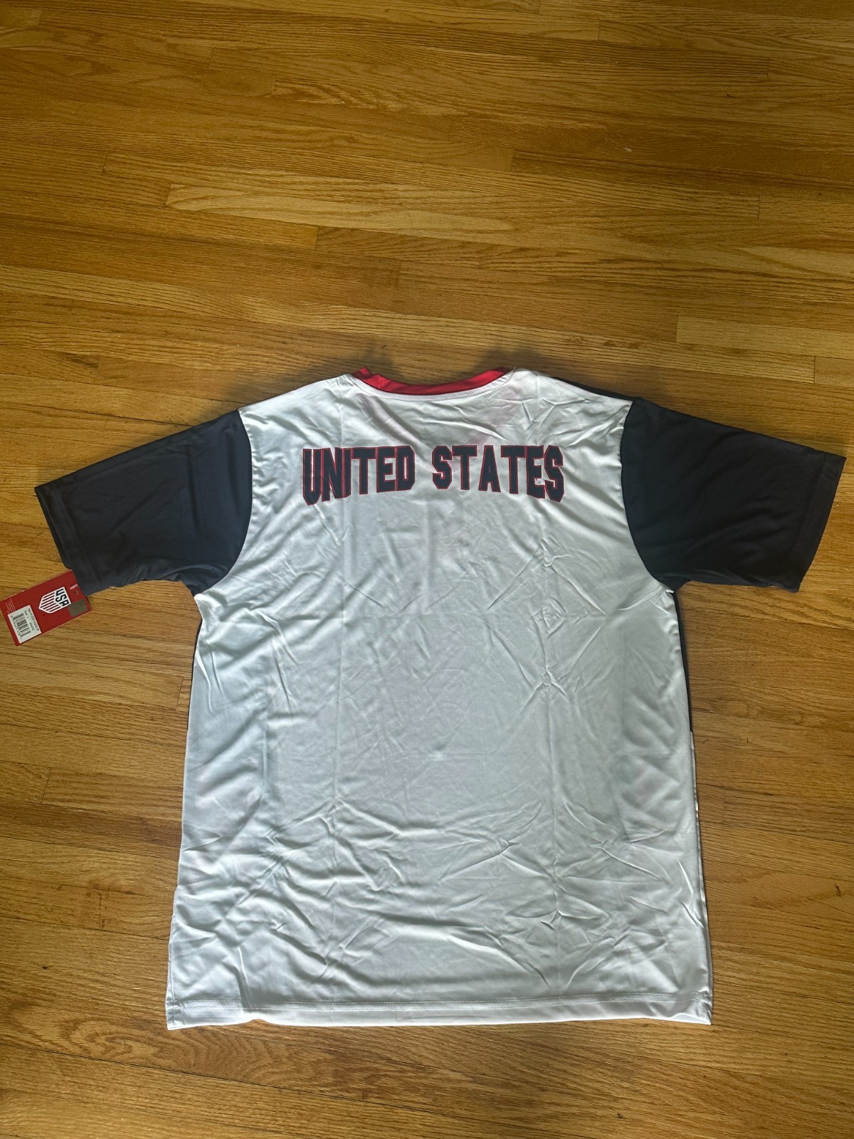 USA Soccer Iconsports Jersey White Red Navy Men’s Medium Salvage Condition NWT