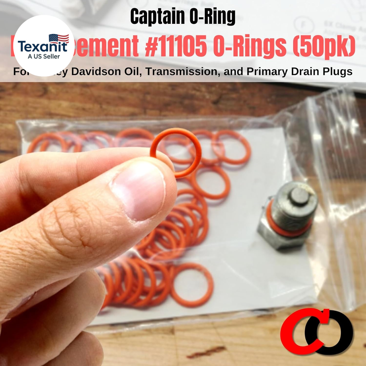 50 Pack – #11105 O-Ring Replacement for Harley Davidson Oil Drain Plug Oring (Or