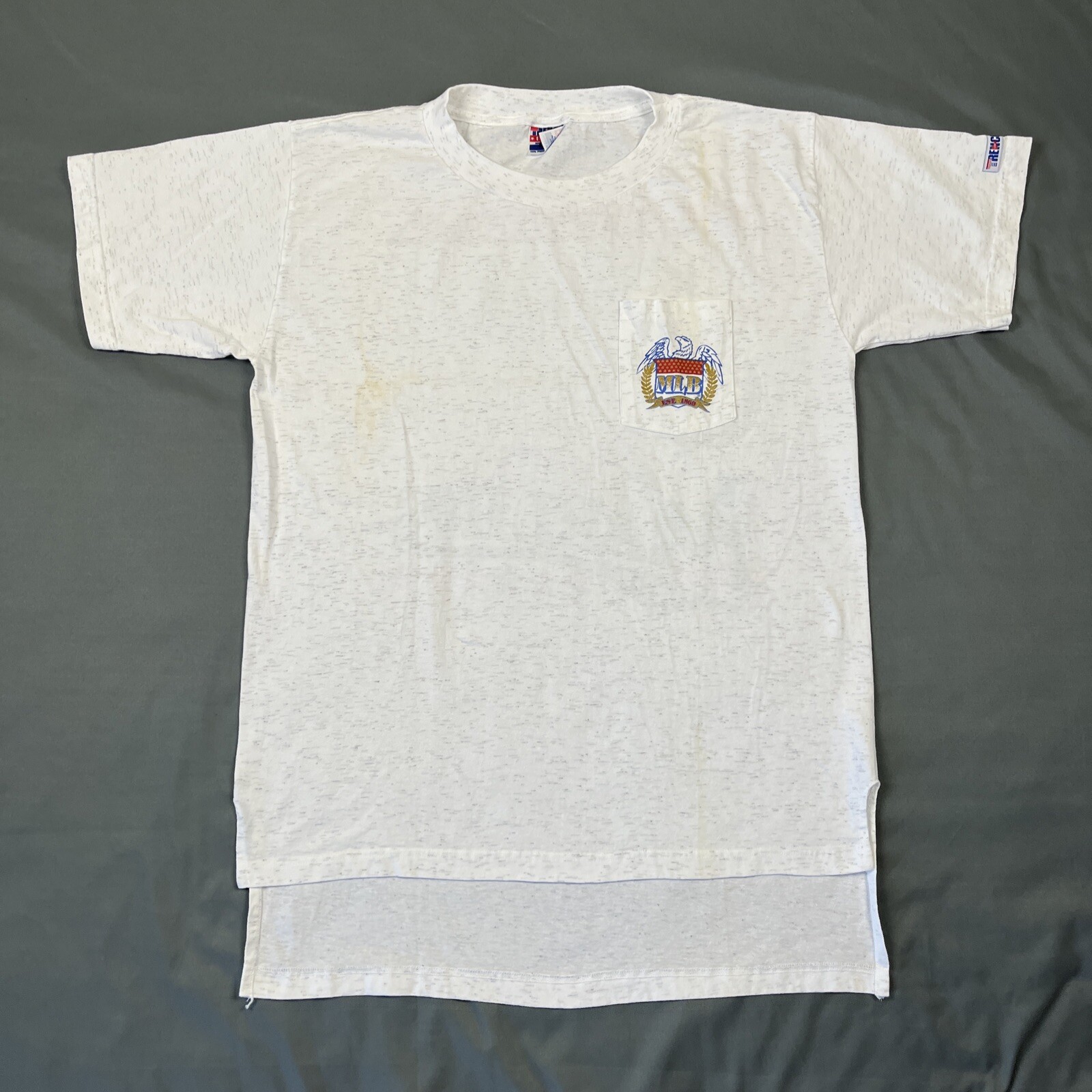 Vintage Florida Marlins Graphic Pocket Tee XL Double Sided Grey 1993 Trench VTG