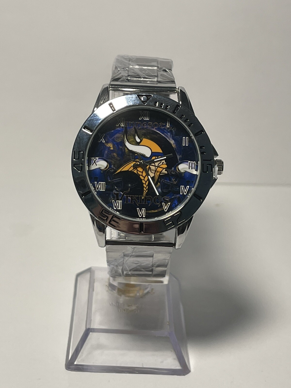Minnesota Vikings NFL Team Logo Men’s Stainless-Steel Silver Watch NEW