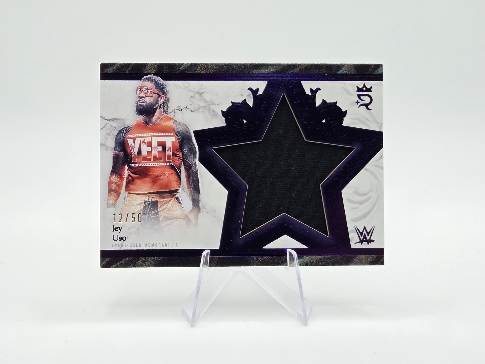 Jey Uso 2025 Topps Royalty WWE Star Relics Purple SP #/50 #SR-7