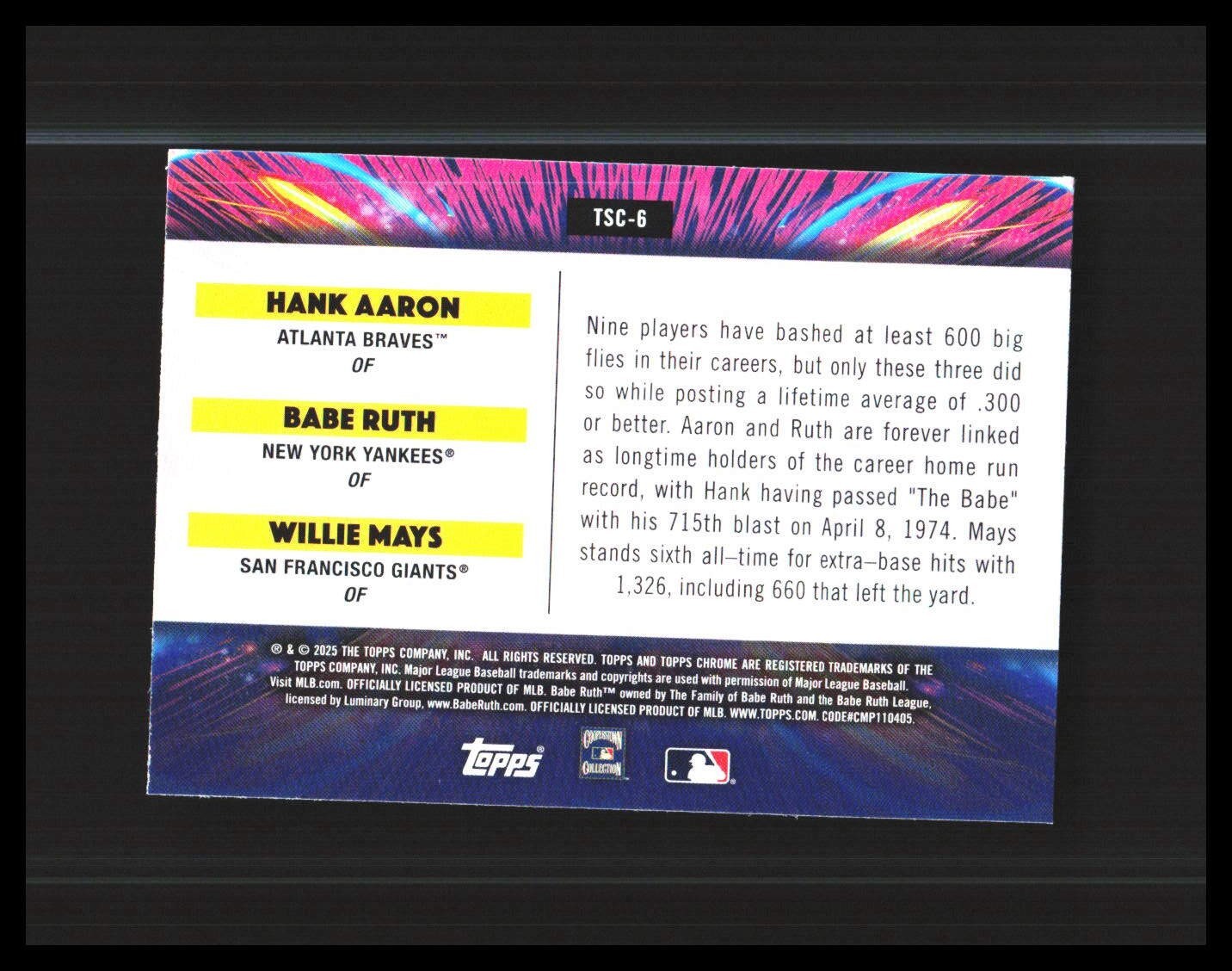 2025 Hank Aaron, Babe Ruth, Willie Mays – Cosmic Chrome Star Clusters #TSC-6