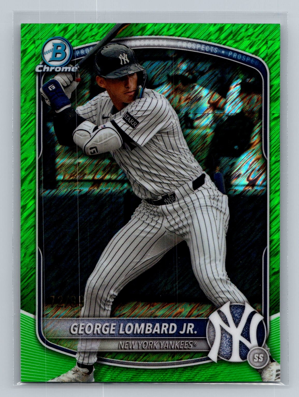 George Lombard Jr. 2025 Bowman Chrome #BCP-164 Green Shimmer /99 Yankees