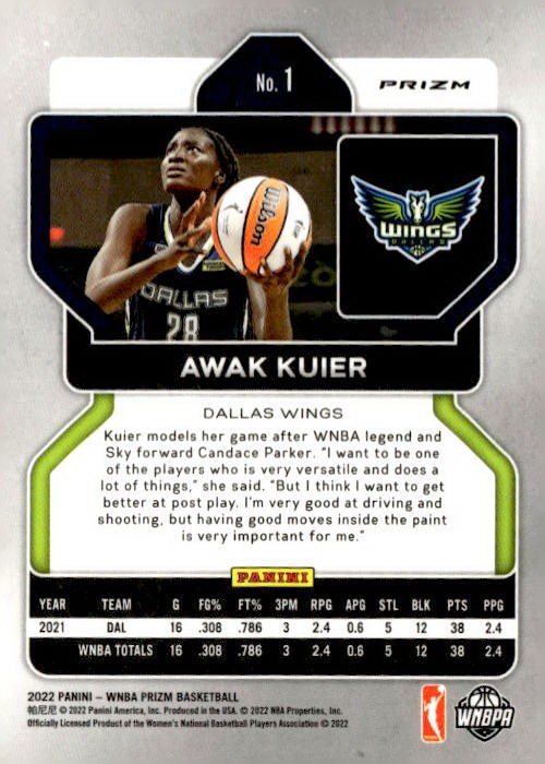 2022 Panini Prizm WNBA #1 Awak Kuier Green Ice