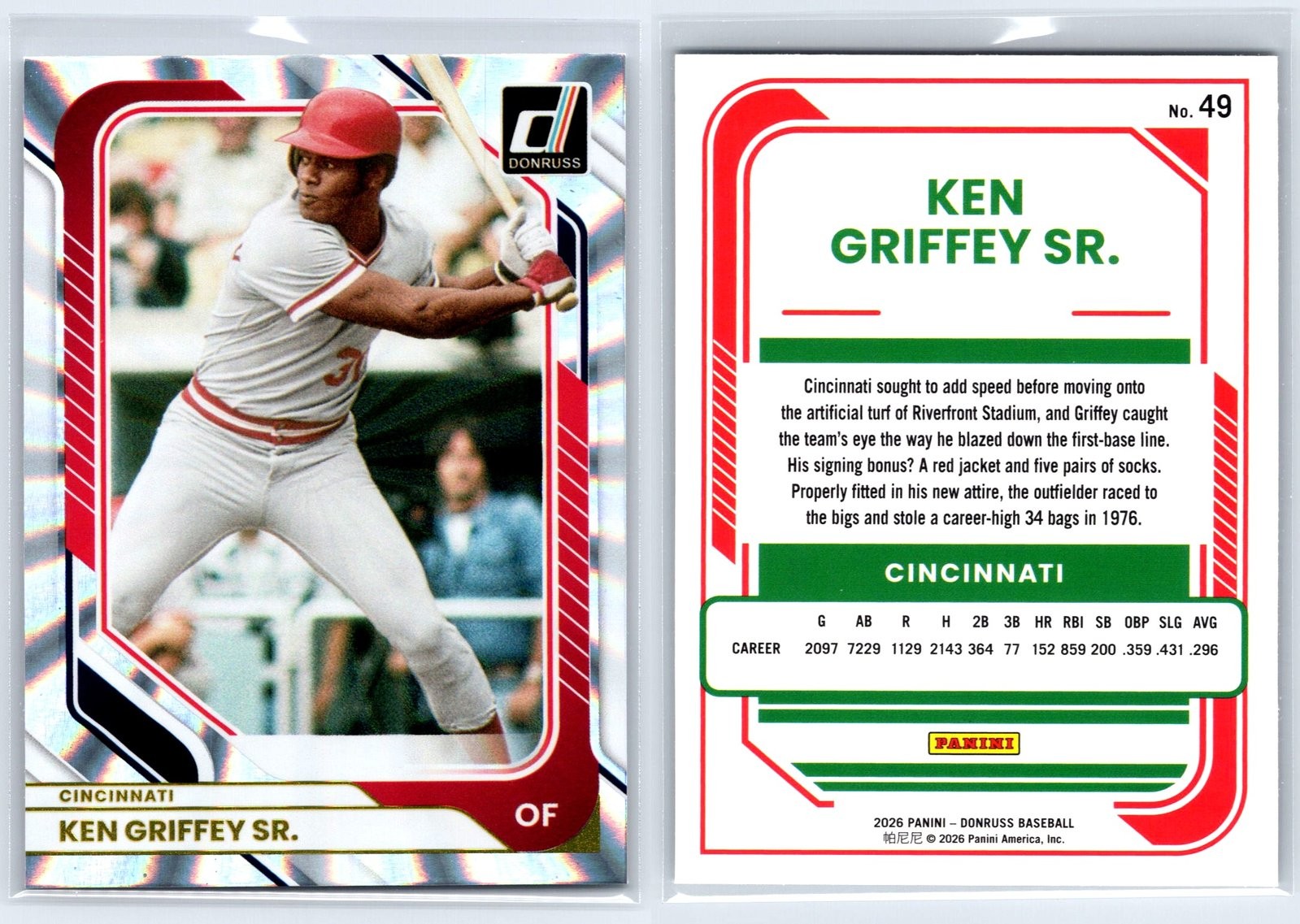 KEN GRIFFEY SR. 2026 Panini Donruss Baseball #49 Holo Laser