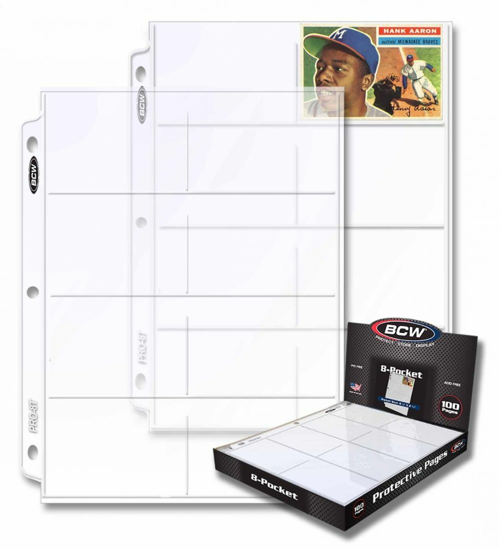 3 packs of 100 (300) BCW 4 ⅛” x 2 ¾” Card 8-Pocket Pro Binder Pages