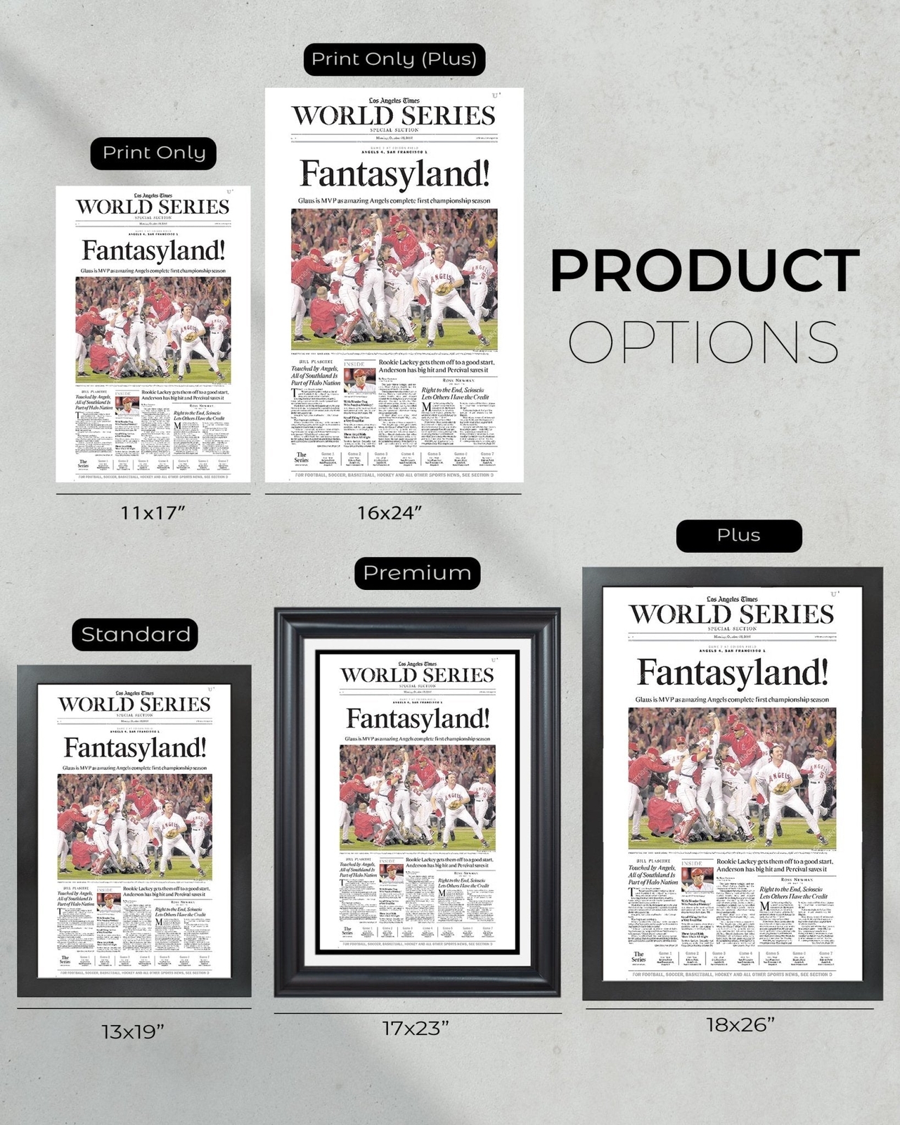 2002 Anaheim Angels World Series Champion Framed Newspaper Front Page Print
