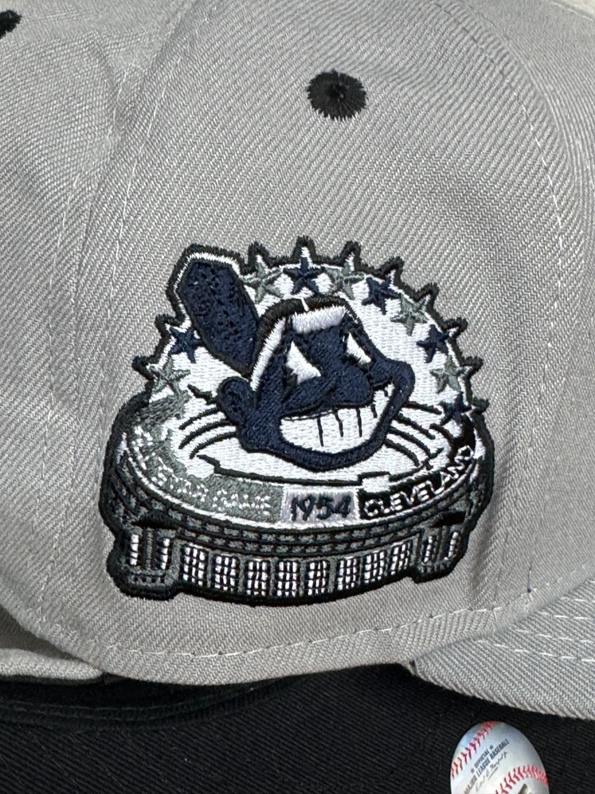 Cleveland Indians Wahoo New Era Fitted Club 59Fifty Hat Grey Blue Custom NEW
