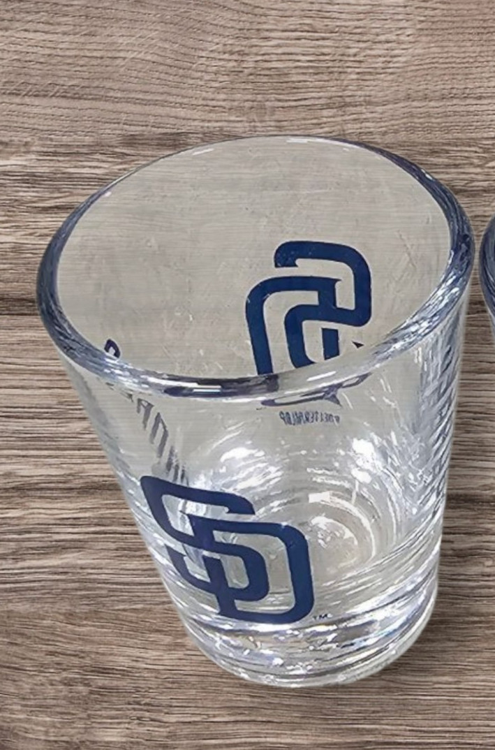 San Diego Padres Shot Glass 2oz Classic Clear Glass 2-Sided Logo (1) Shot Glass