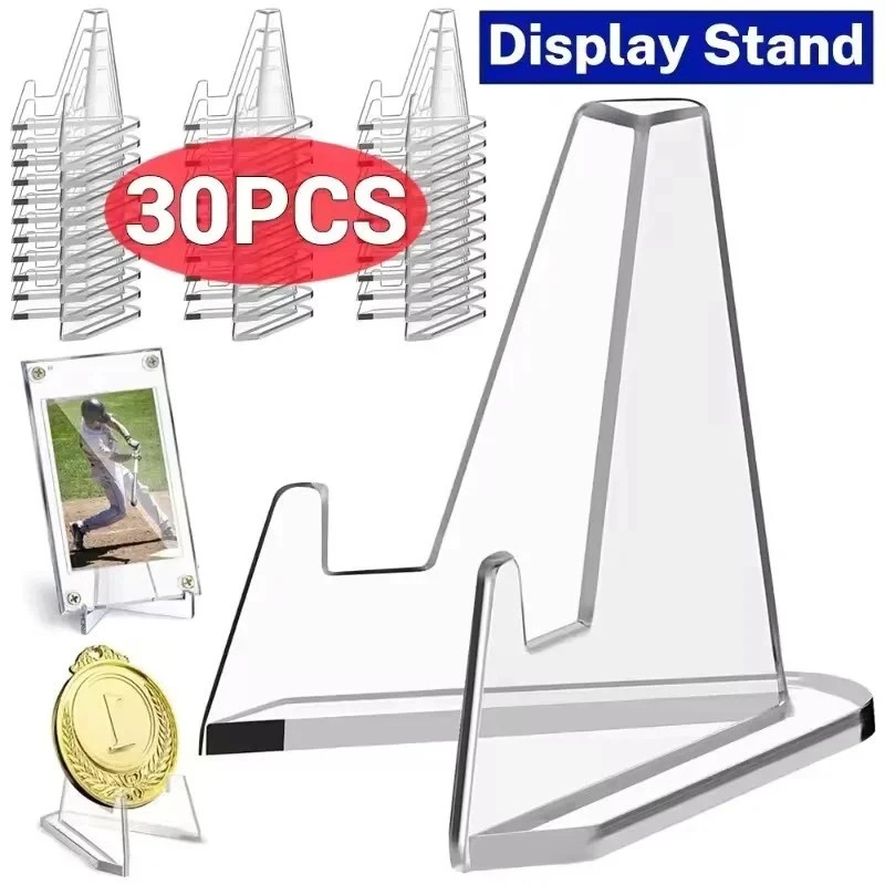 30x Clear Plastic Coin Display Stands Paper Trading Card Easel Small Size Holder