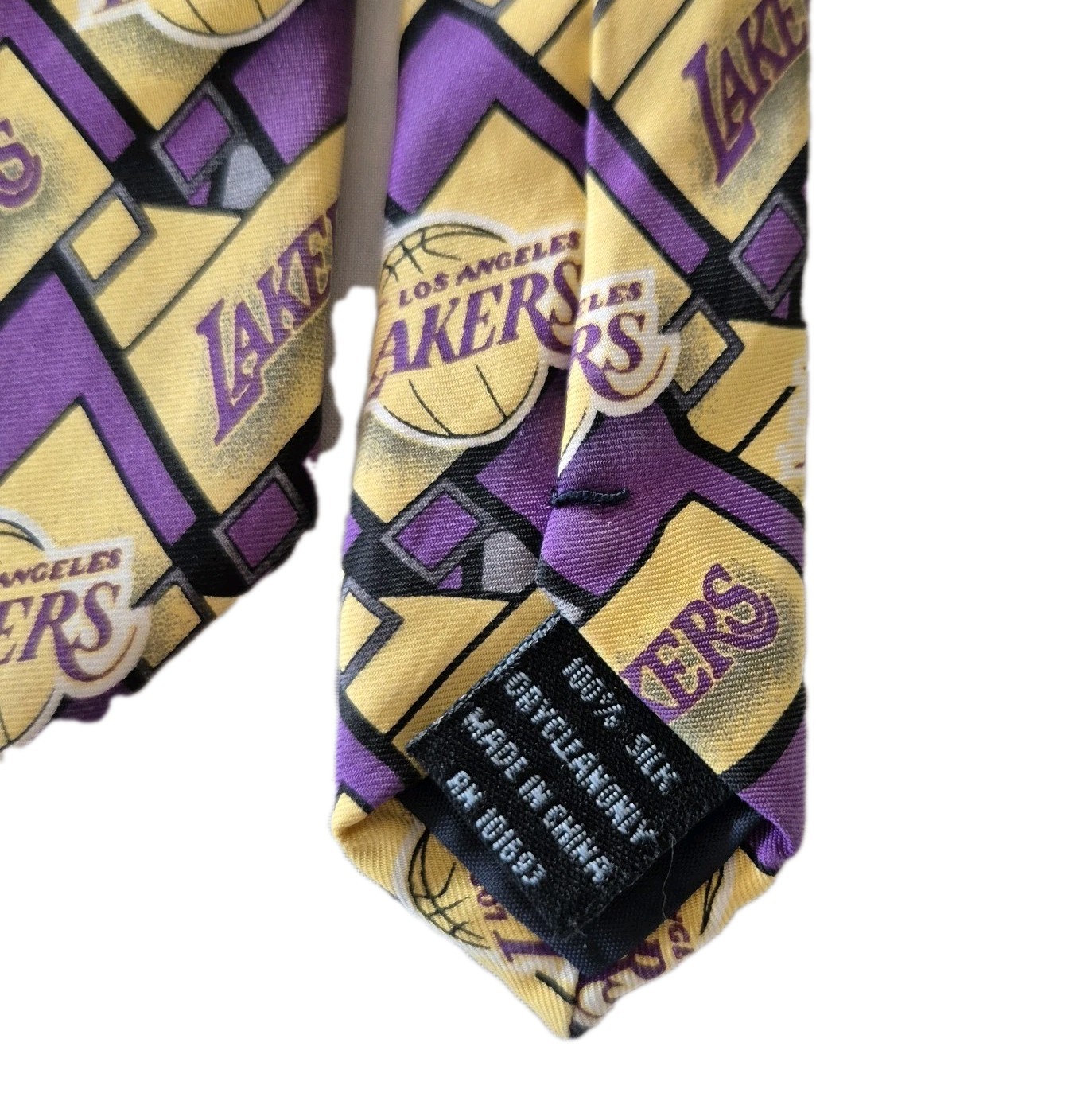 Los Angeles Lakers NBA Branded Silk Tie Purple & Gold Geometric Logo Pattern