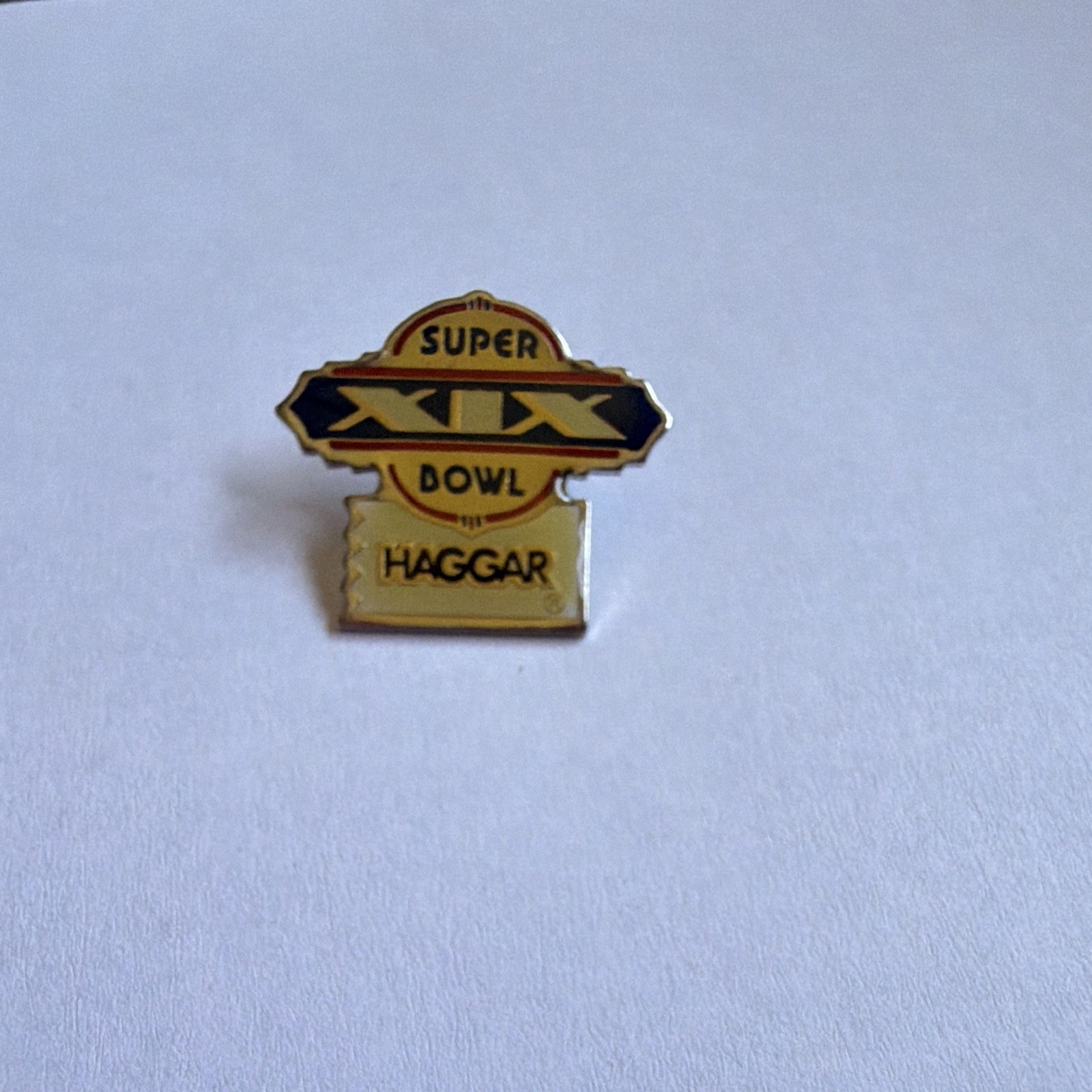 Haggar Super Bowl XIX Gold Black Red NFL Football Lapel Pin – Super Bowl