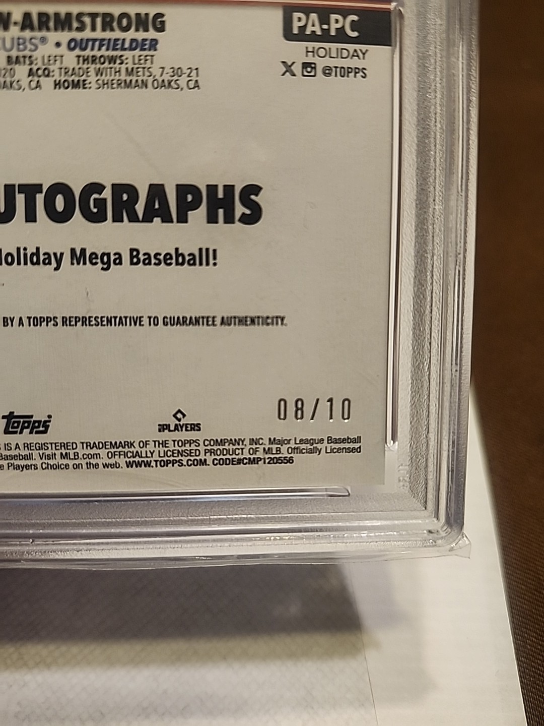 2025 Topps Holiday Mega Pete Crow Armstrong Player Auto Red Glitter SP 8/10 !