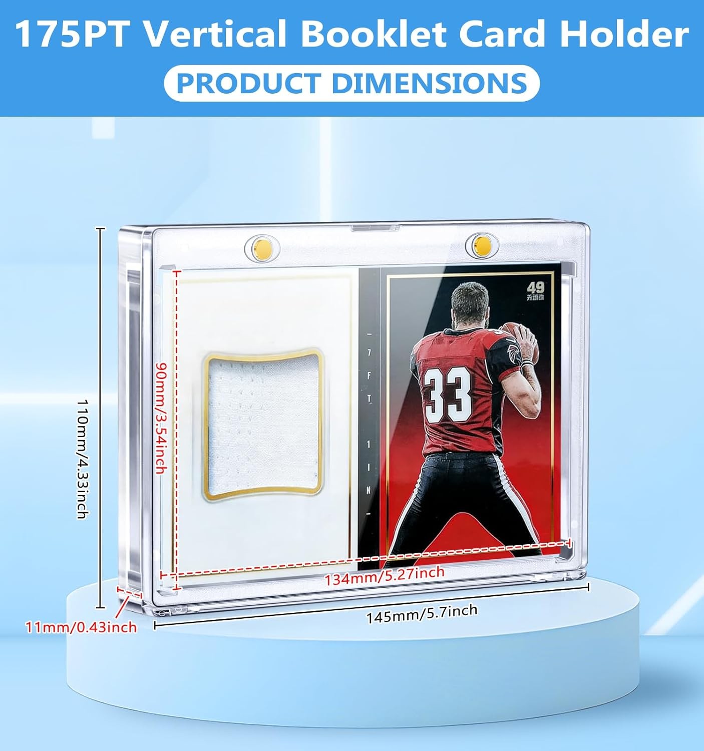 US 134mm Vertical Booklet 175PT One Touch Magnetic Trading Card Holder Protector
