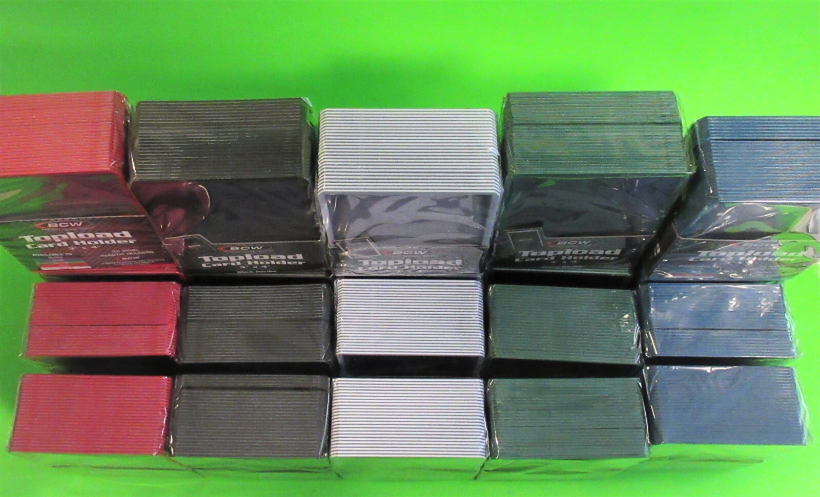 500 BCW TOPLOAD CARD HOLDERS w/color border , WHITE, RED, BLUE, BLACK,GREEN, 3X4