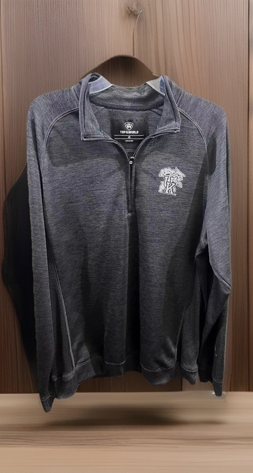 Kentucky Wildcats GRAY Sweatshirt 1/4 Zip MARCH MADNESS X-LARGE Top of the World
