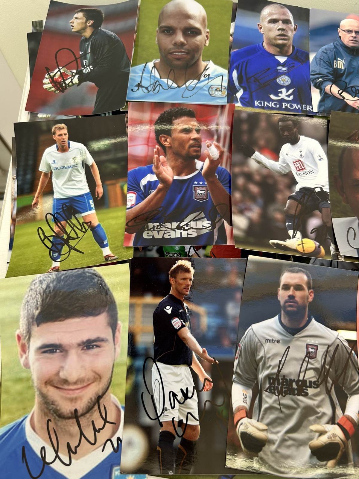 125 Signed Football Autographs Photo Collection Job Lot Ex-Prem & EFL Players