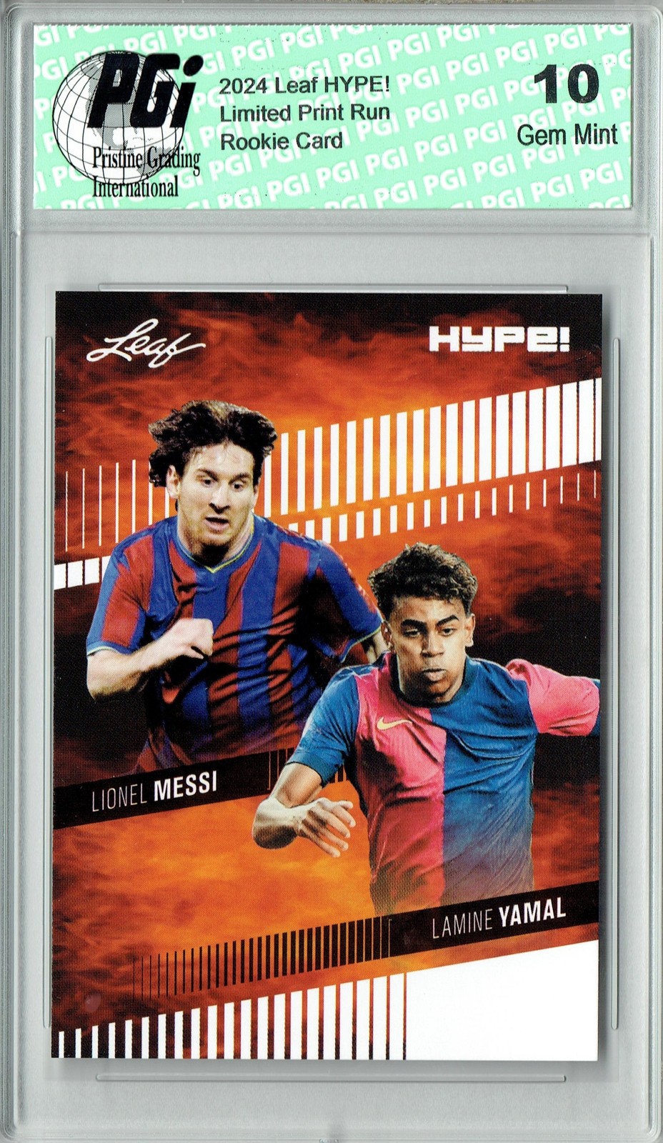 Lionel Messi/Lamine Yamal 2024 Leaf HYPE! #175 Barca Generations Rookie Card