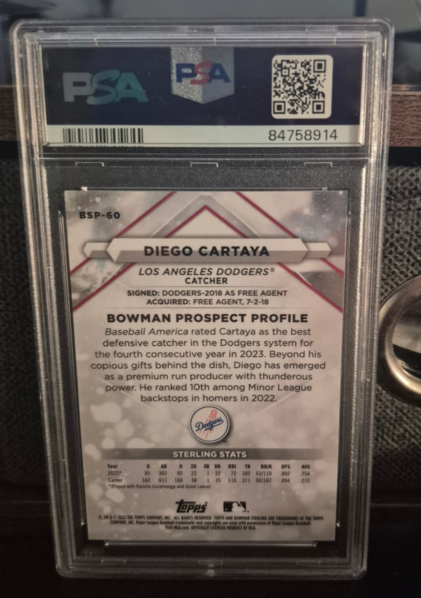 2023 BOWMAN STERLING DIEGO CARTAYA Red /5 LA DODGERS PSA 10