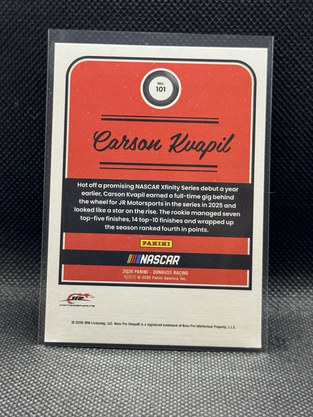 2026 Donruss NASCAR Racing #101 Carson Kvapil RETRO