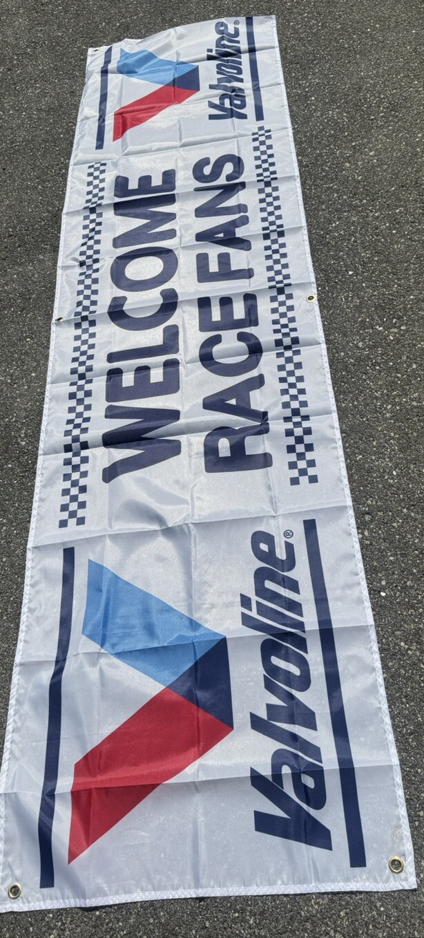 VALVOLINE RACING OIL WELCOME RACE FANS NASCAR FLAG APPROX 2x8ft
