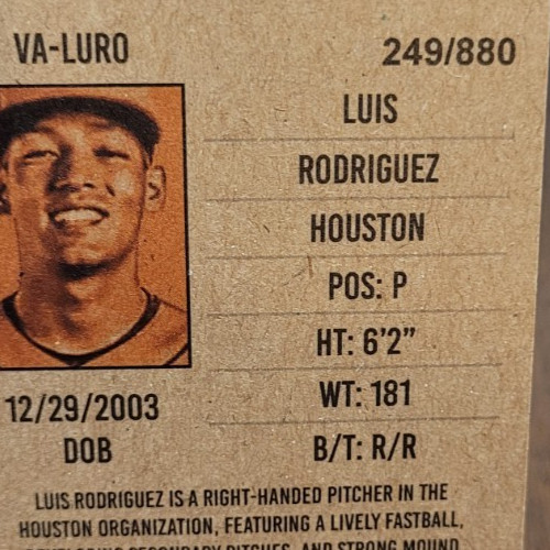 LUIS RODRIGUEZ 249/880 ON CARD AUTO 2026 ONYX AUTHENTICATED VINTAGE NO. VA-LURO