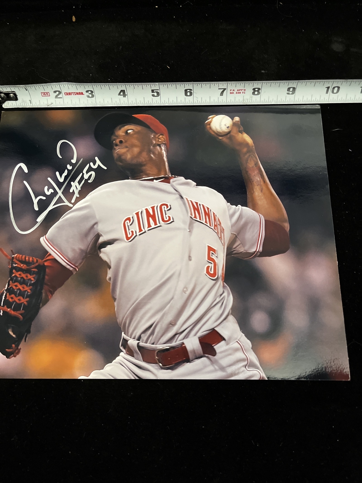 Aroldis Chapman Signed Photo Cincinnati Reds Approx 9 3/4x 8