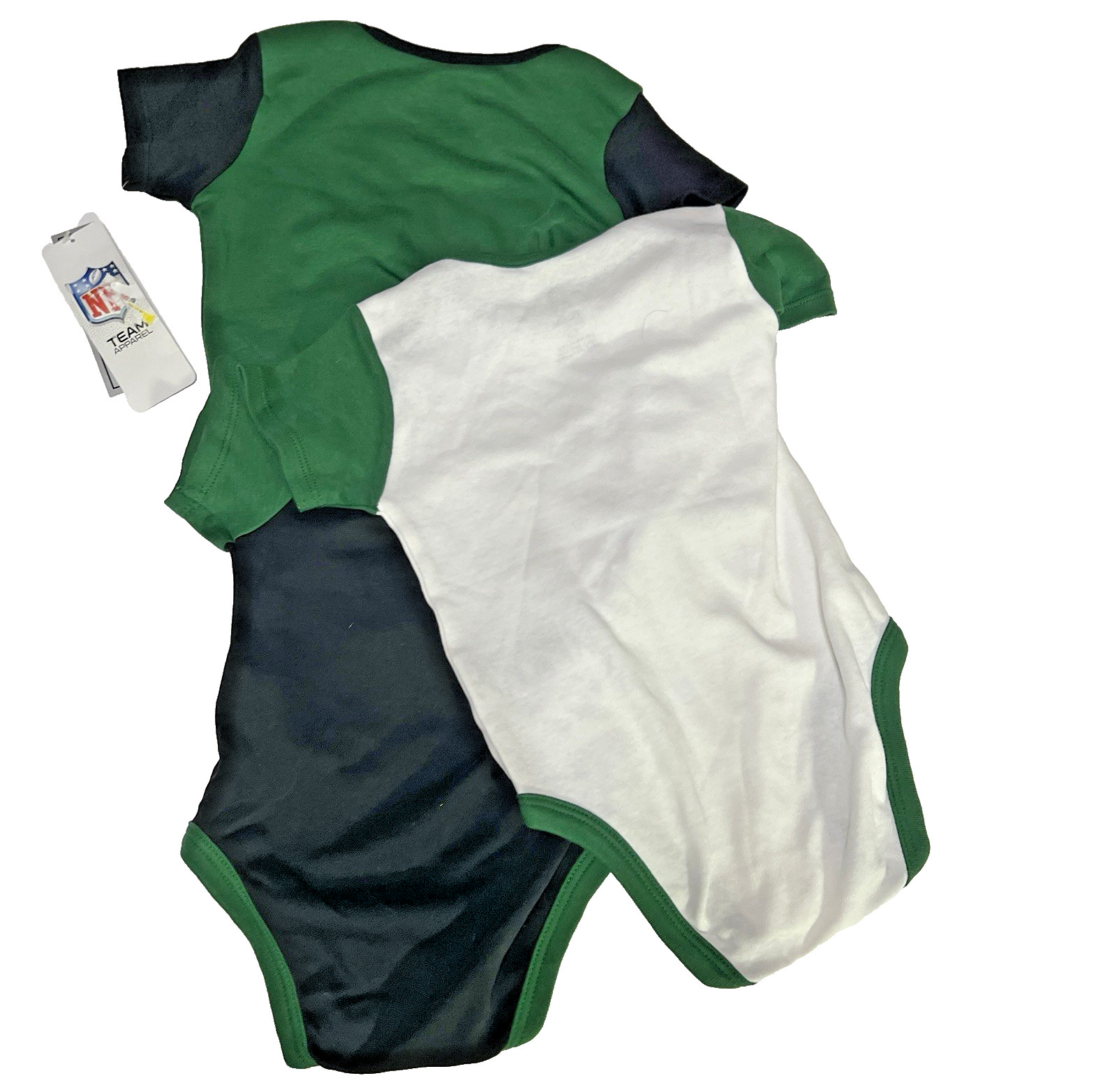 (3) NFL New York Jets Team 1 Piece Size 12 Mo. Green/Blue/White 100% Cotton