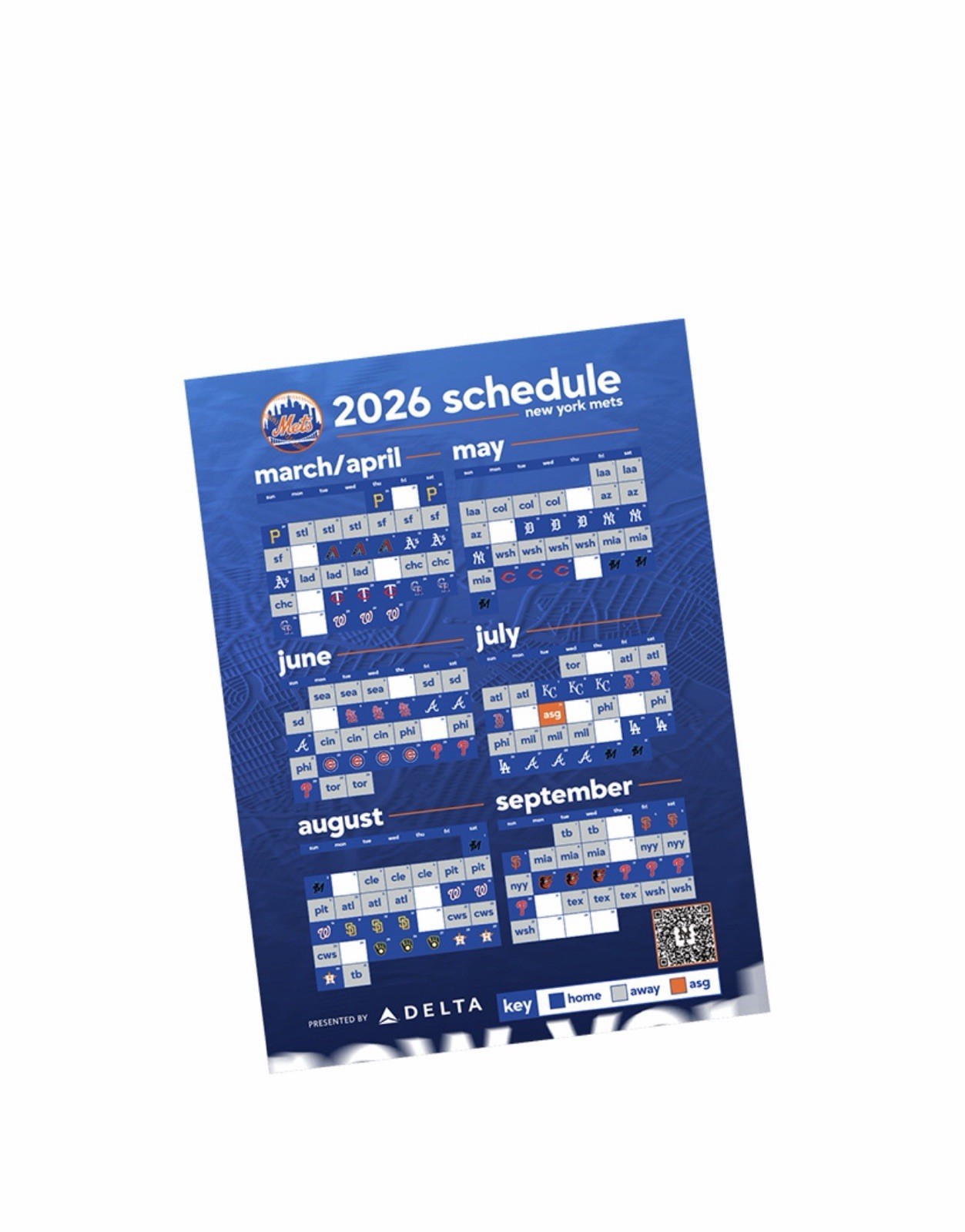 2026 NEW YORK Mets Opening Day Magnet Schedule 3/26 New York Citi Field SGA