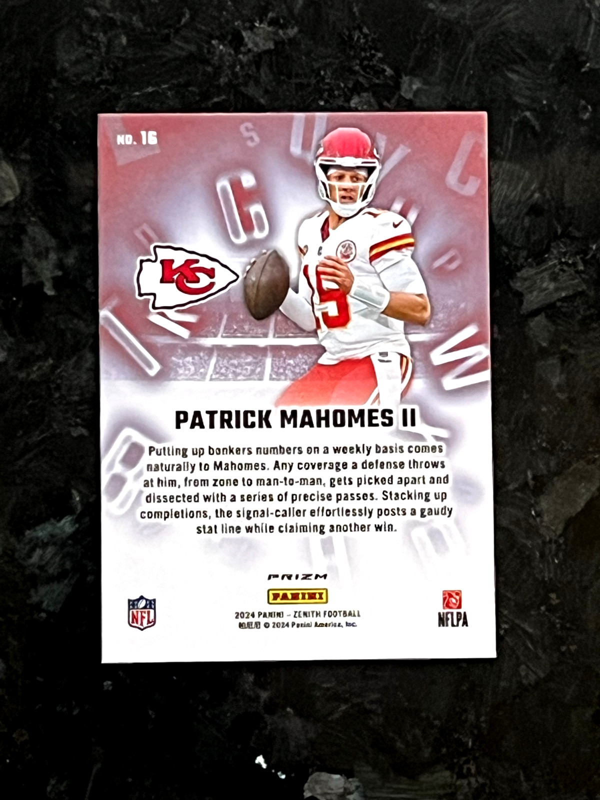 Patrick Mahomes II 2024 Panini Zenith A to Z Orange Prizm Kansas City Chiefs #16