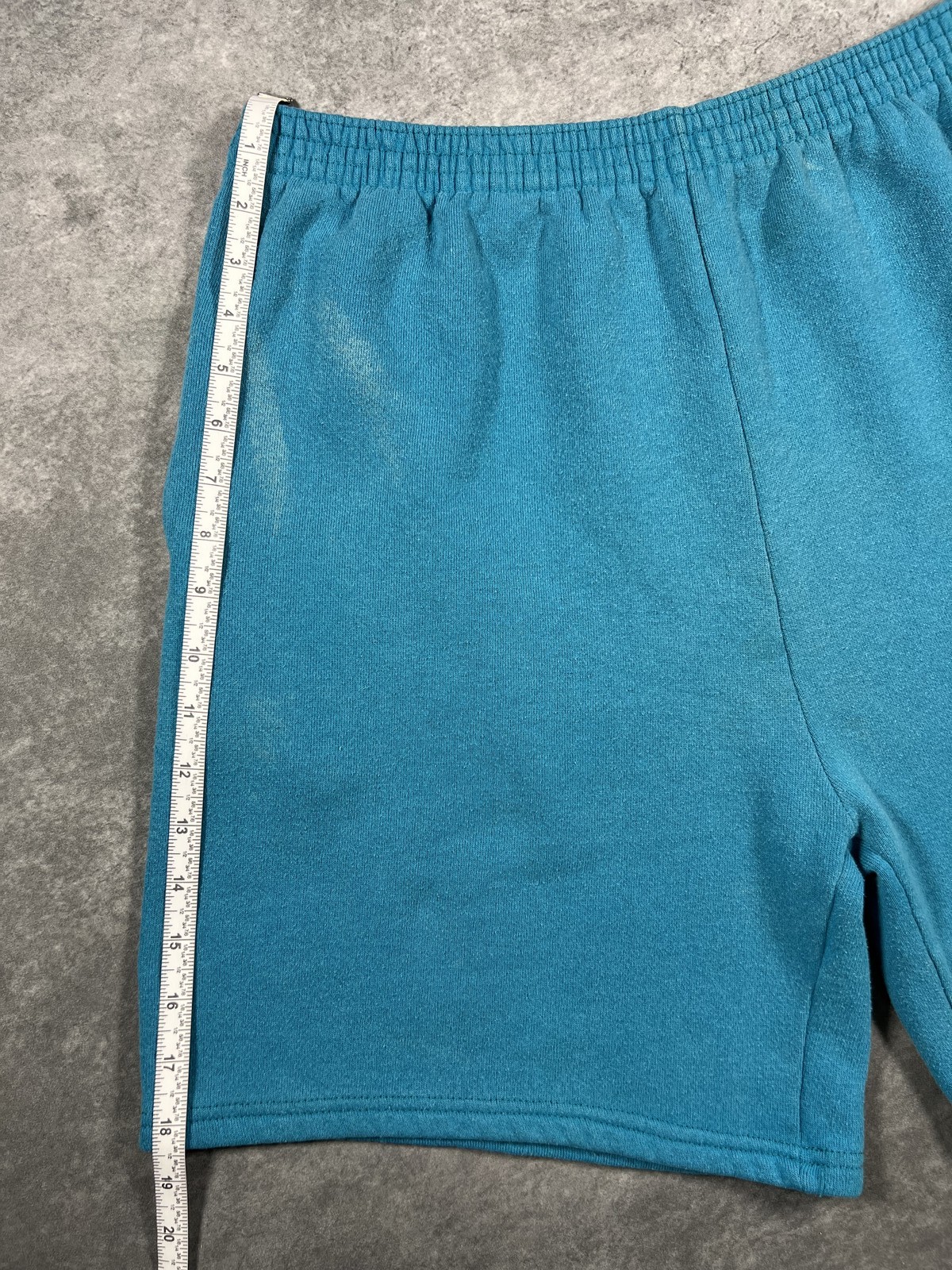 Vintage Charlotte Hornets Teal Fleece Shorts Size XL Made in USA 90s NBA Logo 7