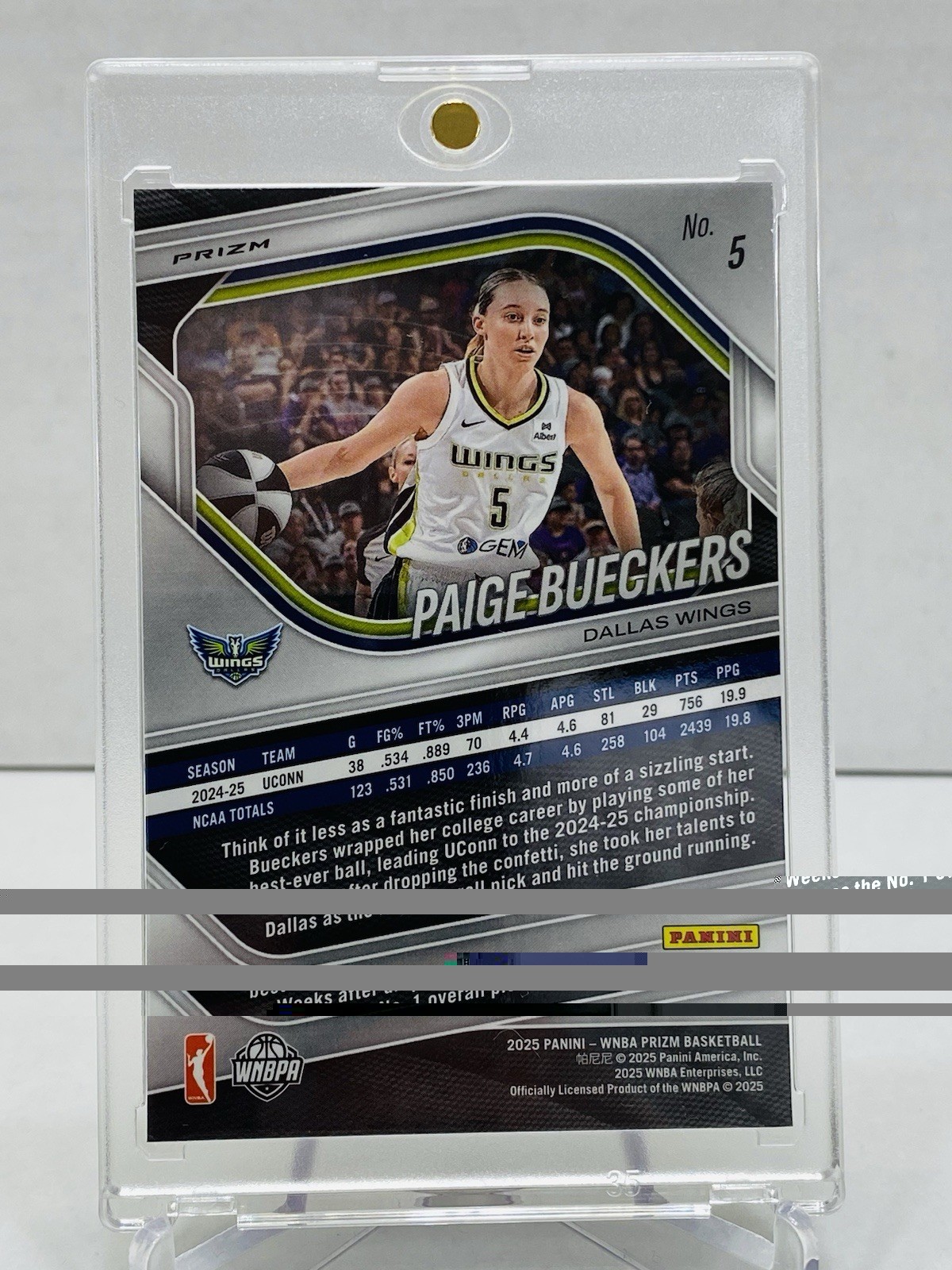 2025 Panini Prizm WNBA Paige Bueckers White Seismic Prizm RC #5 Dallas Wings