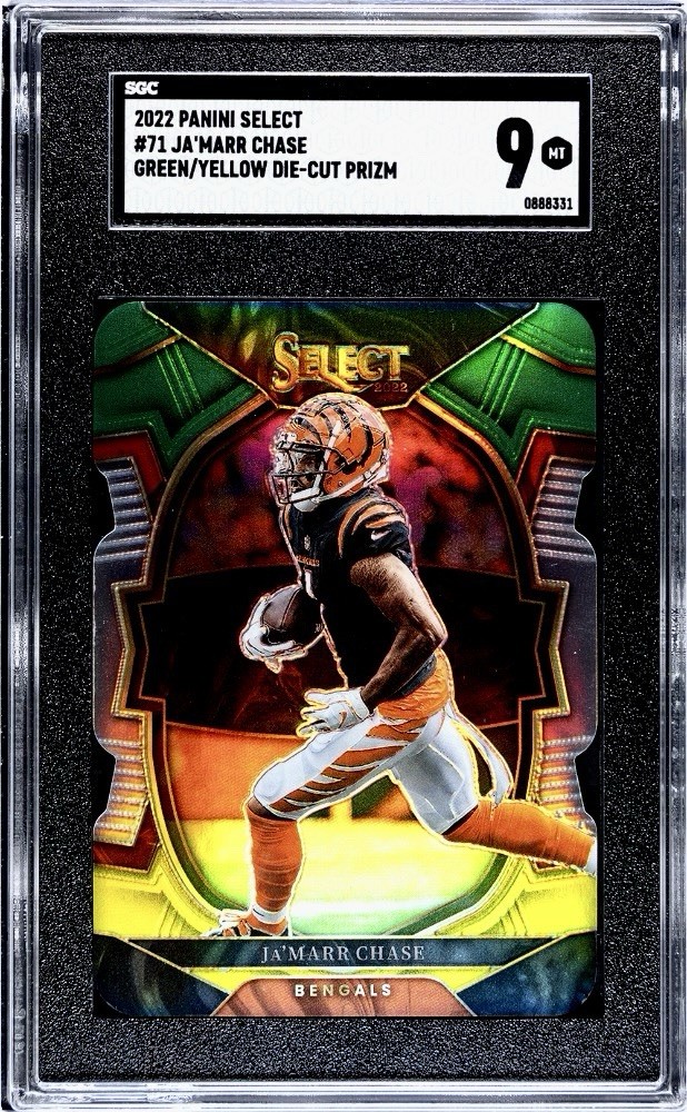 2022 Select Ja’Marr Chase #71 Green & Yellow Holo Die-Cut, SGC Grade (9.5) 🔥