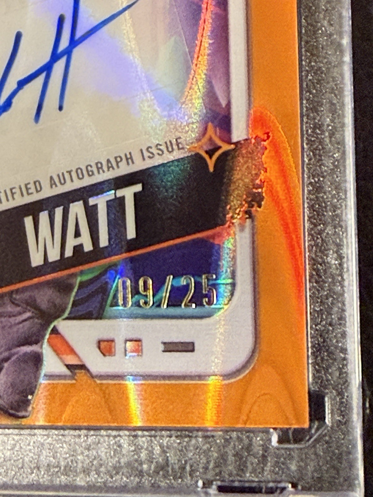2024 JJ Watt Topps Cosmic Chrome Orange Galactic Refractor Auto /25 Texans