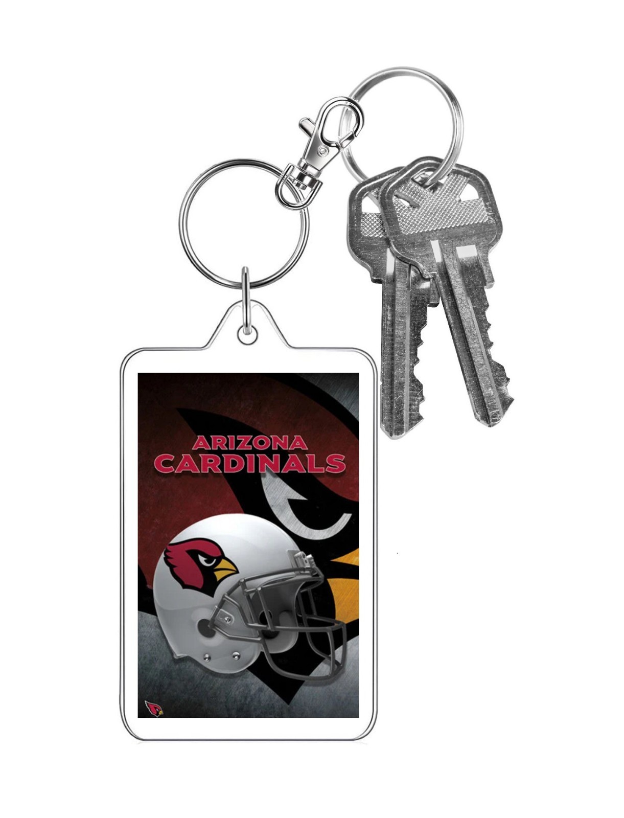 NFL Football Metallic Photo Keychain Steel Design Helmet Team Logo ID Badge Clip