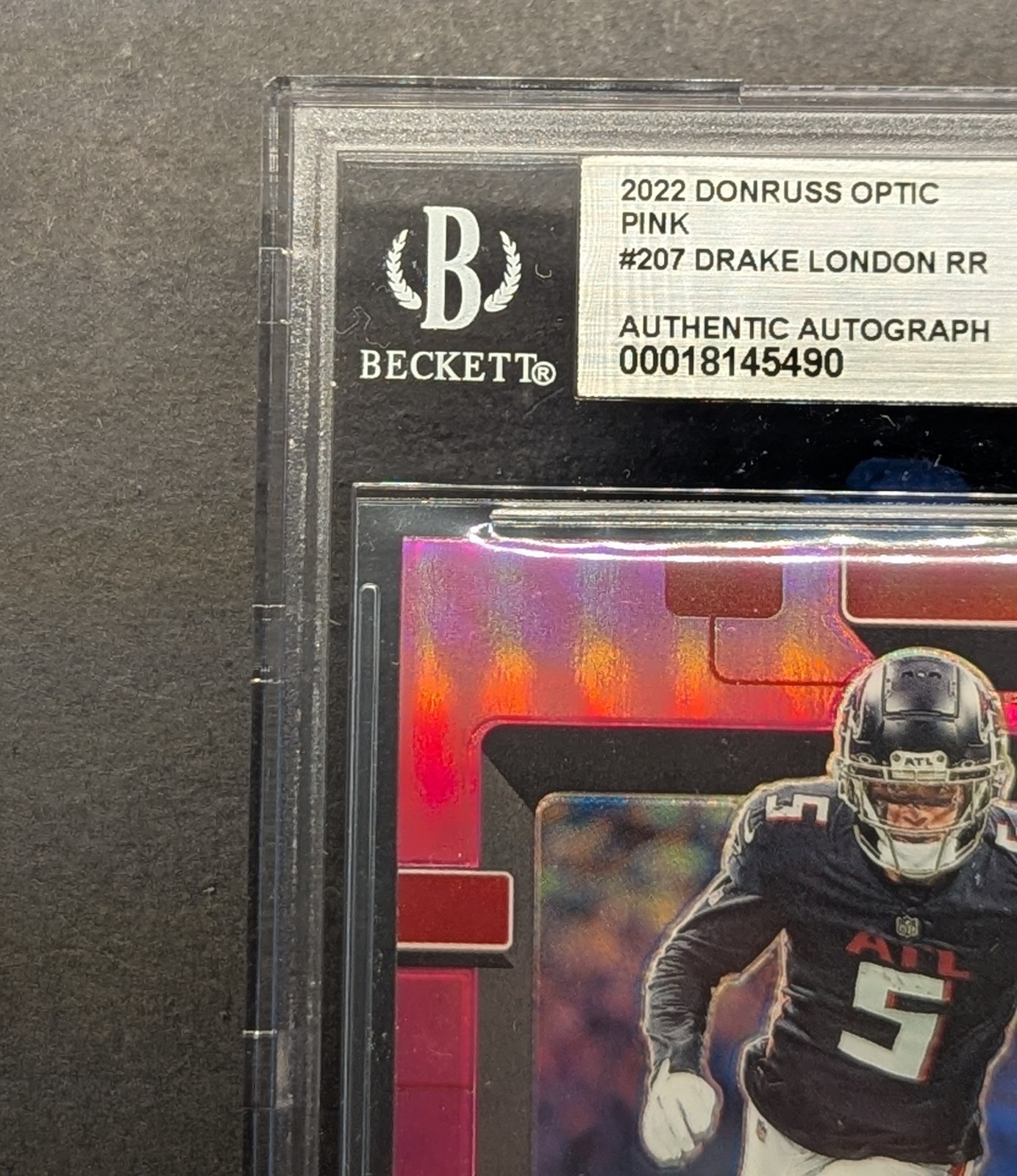 DRAKE LONDON Rookie Auto 2022 Optic Pink Holo Prizm BGS Authentic SP RC