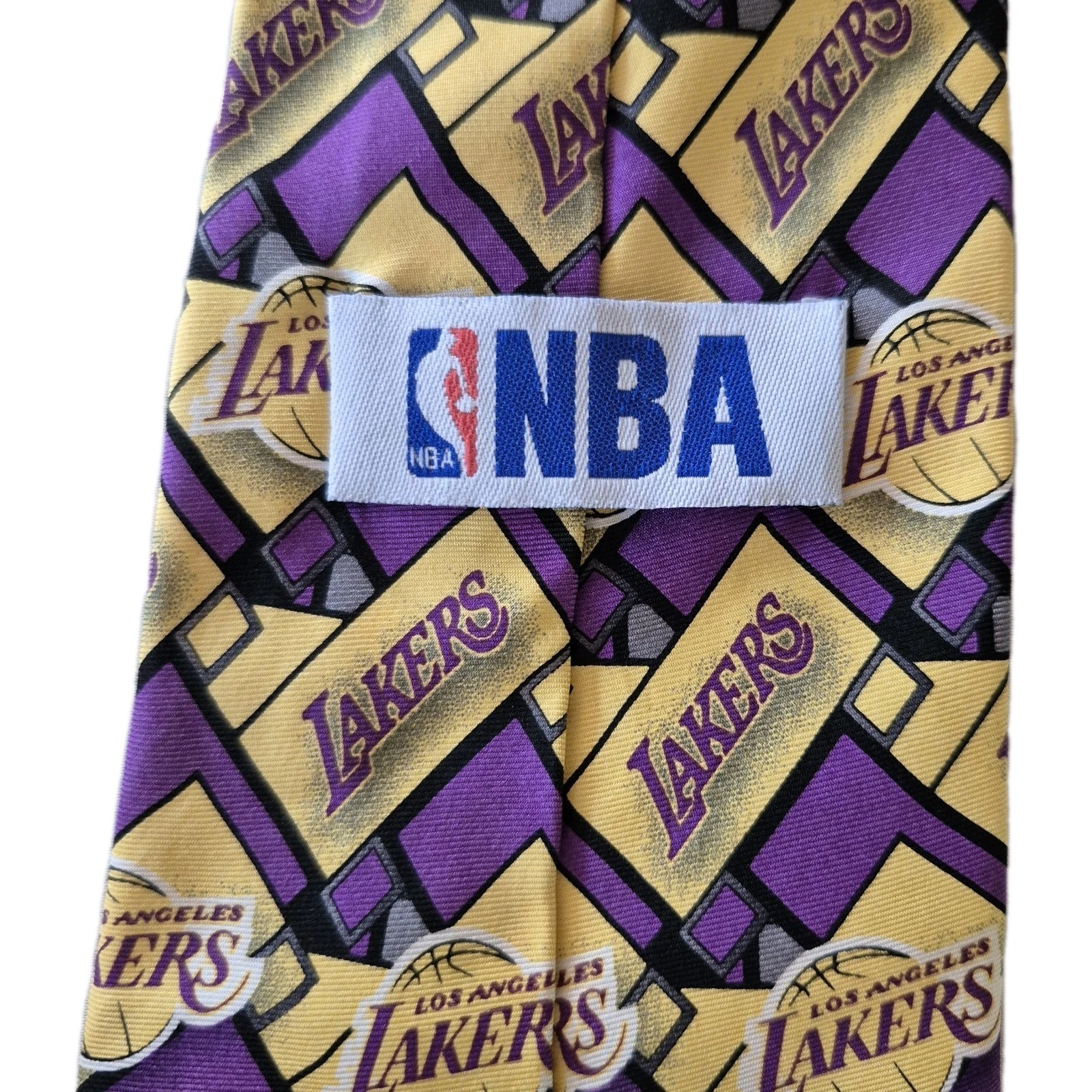 Los Angeles Lakers NBA Branded Silk Tie Purple & Gold Geometric Logo Pattern