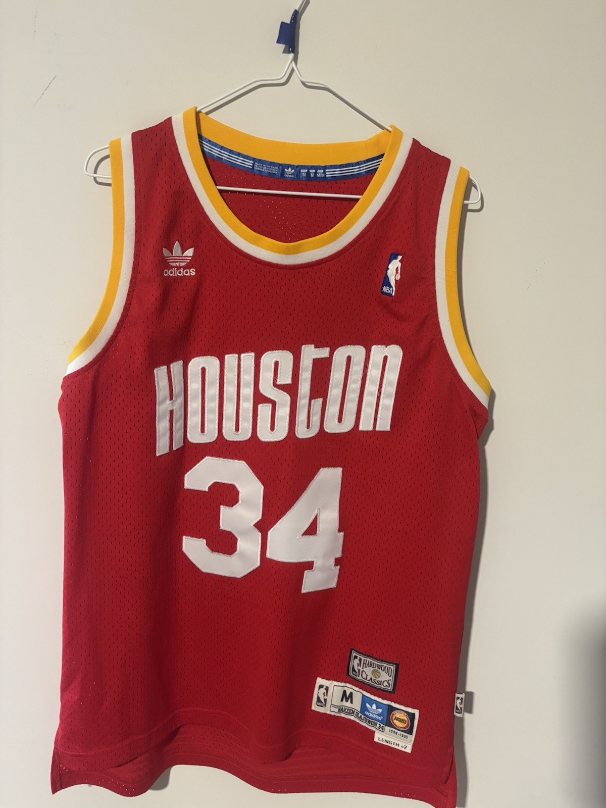 Hakeem Olajuwon Jersey Houston Rockets Adidas Mens M Hardwood Red Swingman NBA