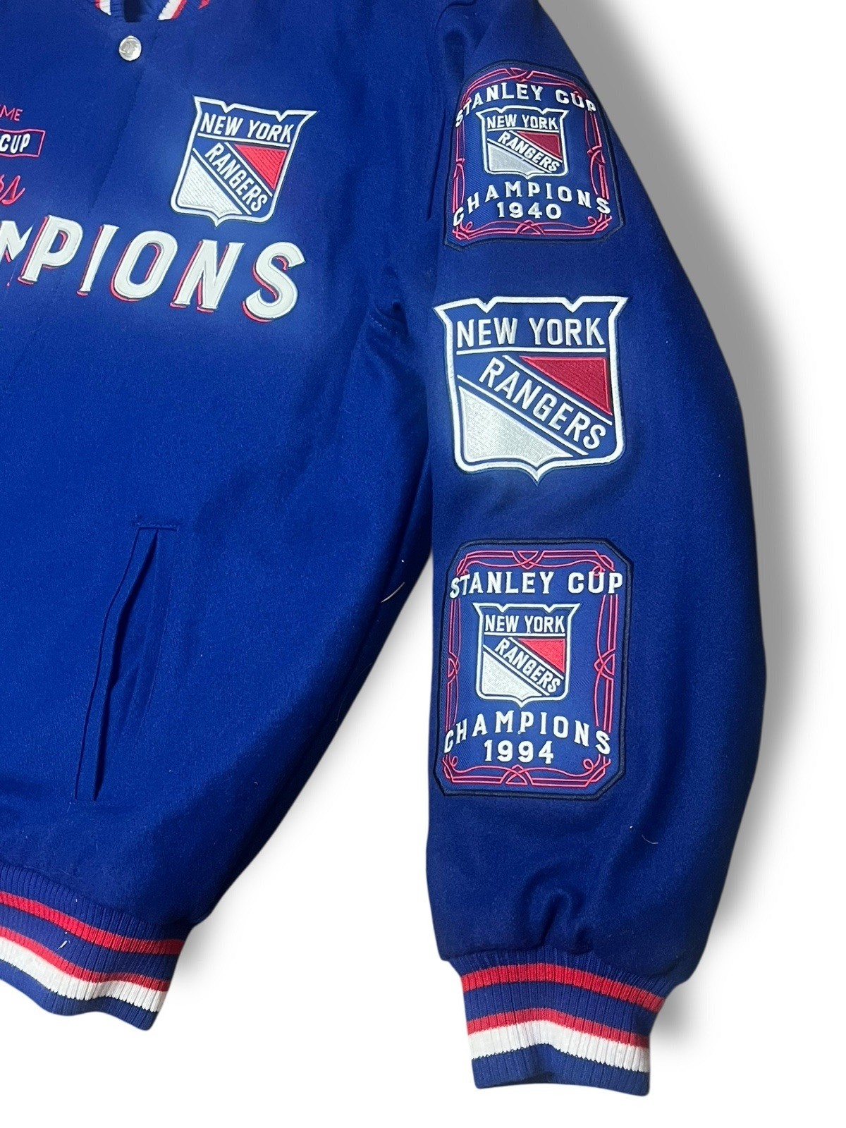 NHL New York Rangers JH Design Wool Reversible Jacket With Embroidered