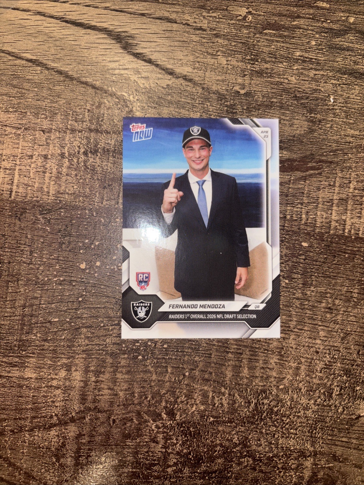 2026 TOPPS NOW ROOKIE FERNANDO MENDOZA CARD #FMEN LAS VEGAS RAIDERS